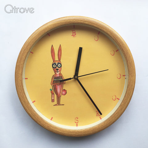 Bookworm Rabbit wall clock