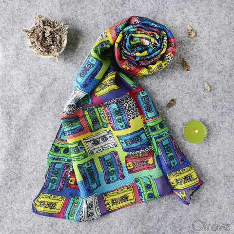 Hand Drawn Cassette Print Stole