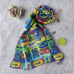 Hand Drawn Cassette Print Stole at Qtrove