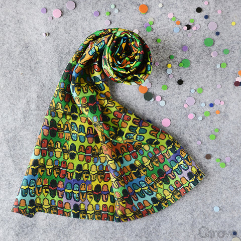 Hand Drawn Chappal Print Stole