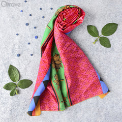Hand Drawn Lotus Print Stole at Qtrove