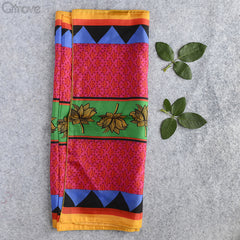 Hand Drawn Lotus Print Stole at Qtrove