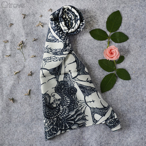 Hand Drawn Sadhu Print Stole