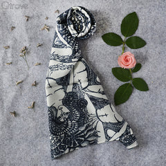 Hand Drawn Sadhu Print Stole at Qtrove