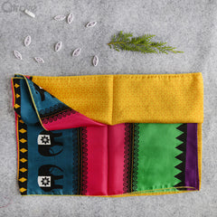 Hand Drawn Yellow Elephant Print Stole at Qtrove