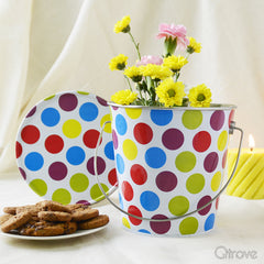 Polka Dotted Bucket Multipurpose Container at Qtrove