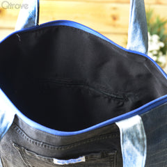 Denim Patchwork Tote Bag at Qtrove
