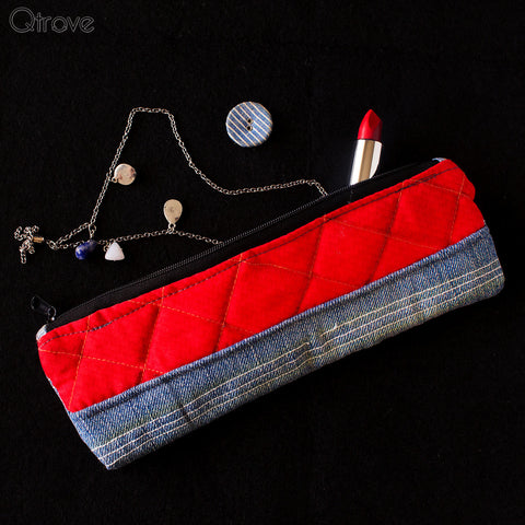 Denim Pouch (Blue & Red Combo)
