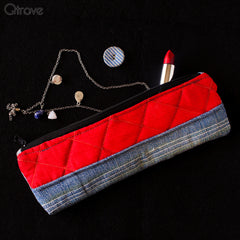 Denim Pouch (Blue & Red Combo) at Qtrove