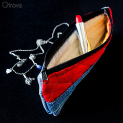Denim Pouch (Blue & Red Combo) at Qtrove
