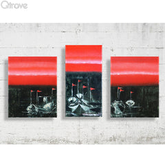 Seaside Boats Painting (Set of 3, Unframed) at Qtrove