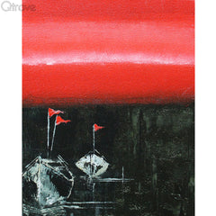 Seaside Boats Painting (Set of 3, Unframed) at Qtrove