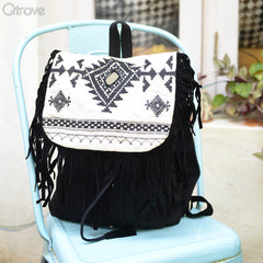 Monochrome Embroidered Backpack at Qtrove