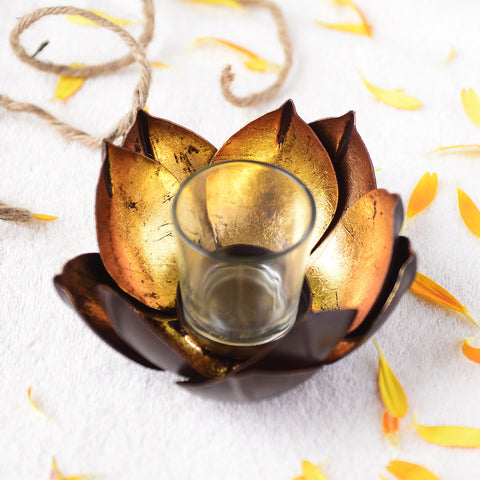 Handcrafted Lotus Tea Light Candle Holder