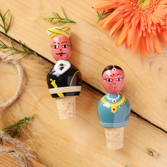 Coorgi Couple Hand Painted Wine Stopper at Qtrove