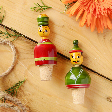 Raja Rani Hand Painted Wine Stopper