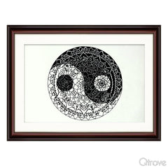 Yin and Yang Mandala Wall Frame at Qtrove