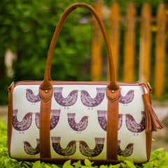 The Burgundy Brown Bird Series Duffel Totes at Qtrove