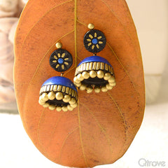 Eco-Friendly Blue And Black Terracotta Jhumka at Qtrove