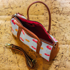 The Earthy Red Yellow Lotus Series Duffel Tote at Qtrove