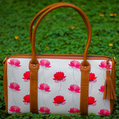 The Rani Pink Lotus Series Duffel Tote at Qtrove
