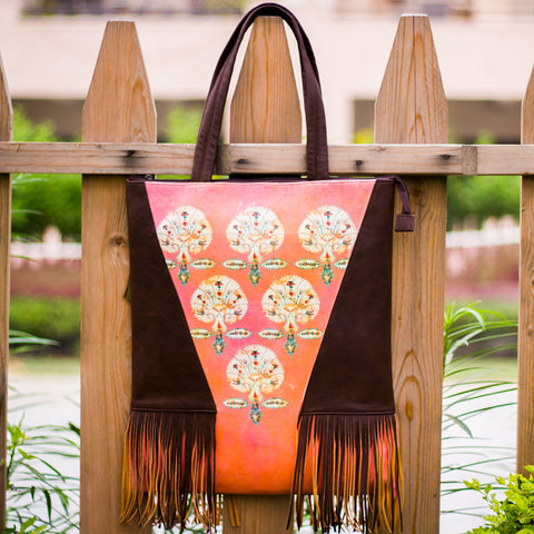The Fruity Tangerine Fringed Boho Tote