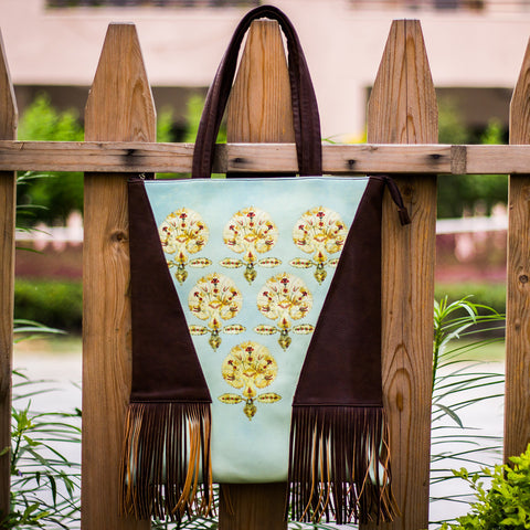 The Teal Green Fringed Boho Tote