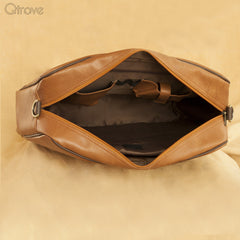 Handcrafted Flat Pack Tan Laptop Bag at Qtrove