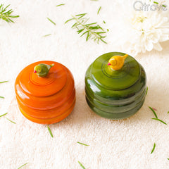 Handcrafted Wooden Bird Top Container (Set of 2) at Qtrove