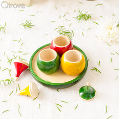 Handcrafted Wooden Kum Kum Container (Set of 3) at Qtrove