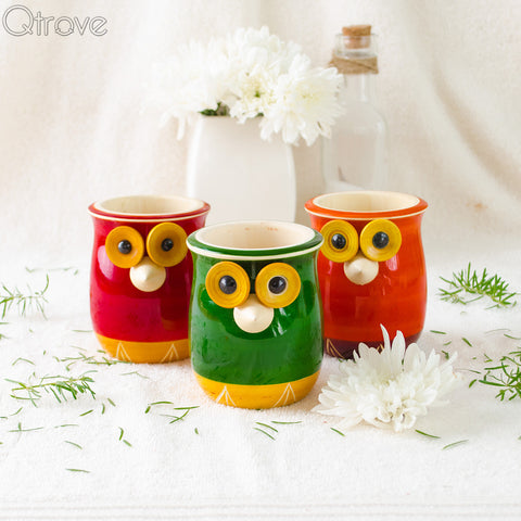 Handmade Wooden Owl Pen Stand