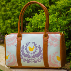 The Soft Teal Wreath Design Duffel Tote at Qtrove