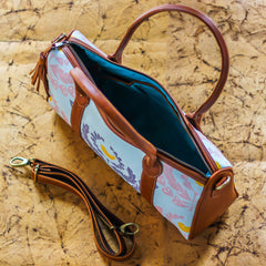 The Soft Teal Wreath Design Duffel Tote at Qtrove