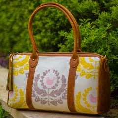 The Indian White Wreath Design Duffel Tote at Qtrove