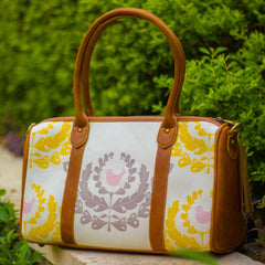 The Indian White Wreath Design Duffel Tote at Qtrove
