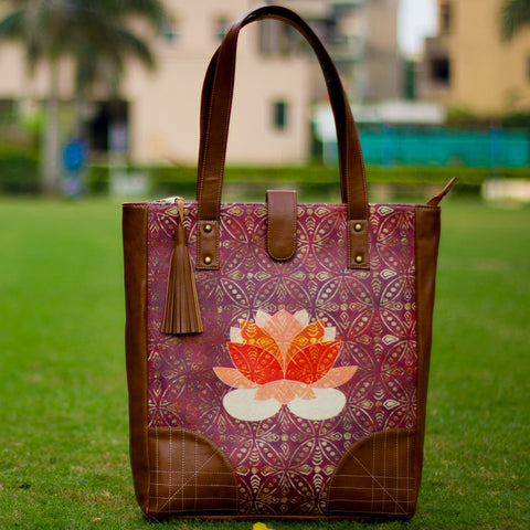 The Indian Red Lotus Series Casual Tote