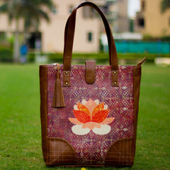 The Indian Red Lotus Series Casual Tote at Qtrove