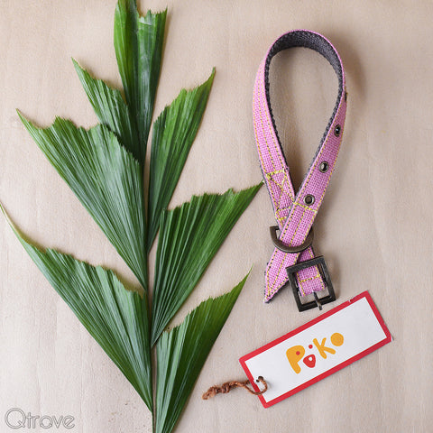 Eco-Friendly Jute Dog Collar Pink - Small (Narrow)