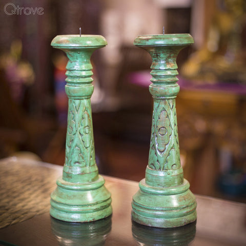 Alluring Green Handcrafted Candle Holder