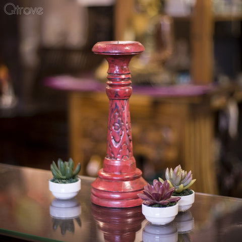 Blazing Red Candle Holder Stand