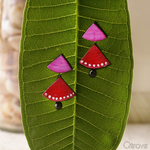 Eco-Friendly Red And Pink Terracotta Earring