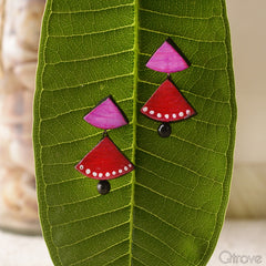 Eco-Friendly Red And Pink Terracotta Earring at Qtrove