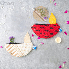 Handmade Diya Shaped Pure Fabric Pouch at Qtrove