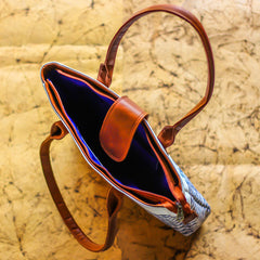 The Azure Blue Jaali Elegant Tote at Qtrove