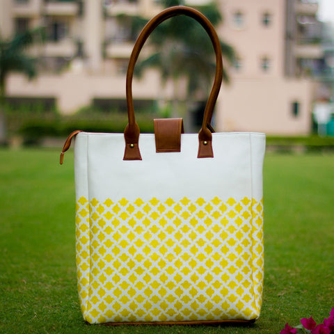 The Buttercup Yellow Jaali Elegant Tote