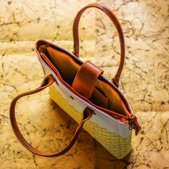 The Buttercup Yellow Jaali Elegant Tote at Qtrove